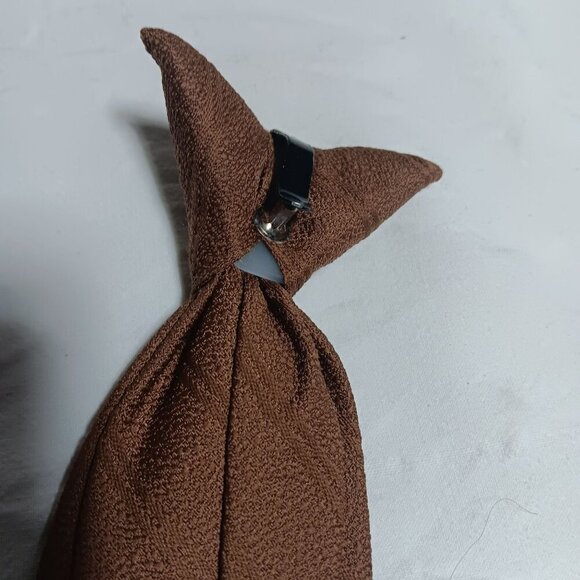 Vintage Brown Sport Cravats Clip-On Necktie Wide Textured Pattern - Picture 4 of 5
